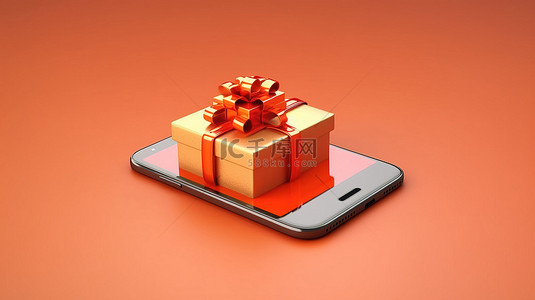 礼品购物背景图片_手机平台礼品购物3D渲染