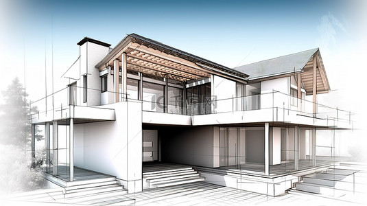 规划建筑背景图片_豪华住宅规划建筑师草图的令人惊叹的 3D 渲染