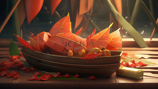 端午背景图片_端午节一盘红色的粽子美食