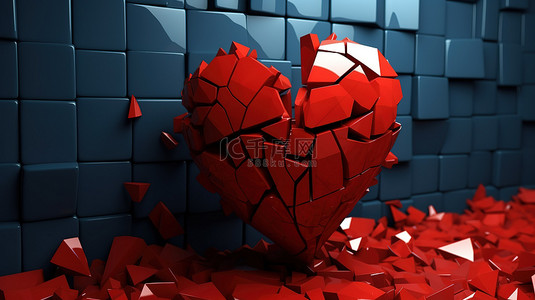 心碎壁纸设计的 3d 渲染