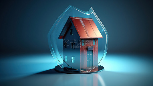 受玻璃罩保护的房屋的 3D 渲染