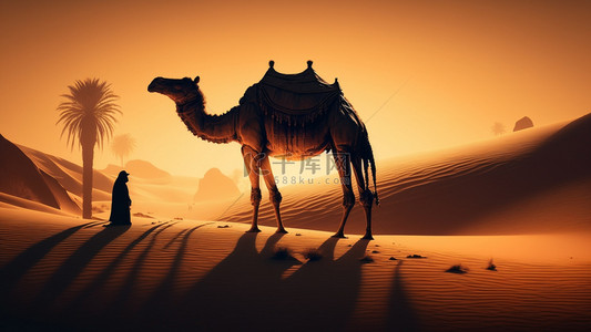 沙漠骆驼人物背景