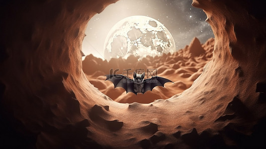 蝙蝠翅膀背景图片_3d 插图中的月球蝙蝠