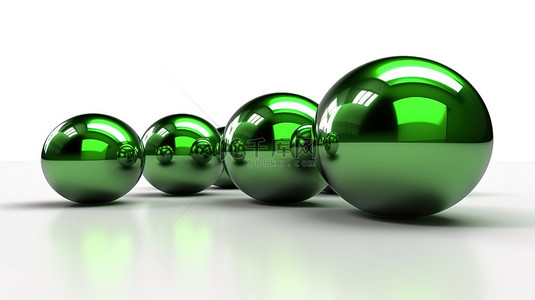 按扣女士钱包背景图片_带有孤立绿色球体的白色背景的 3d 渲染