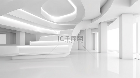 当代艺术背景图片_3d 抽象白色背景中的当代建筑