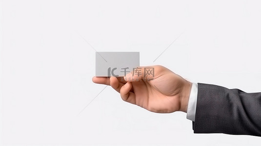 手握卡片背景图片_用隔离手势持有名片的 3D 渲染