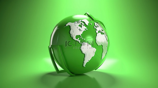 世界地球保护日背景图片_绿色3D安全符号在世界环境日或地球日促进地球保护和环境意识