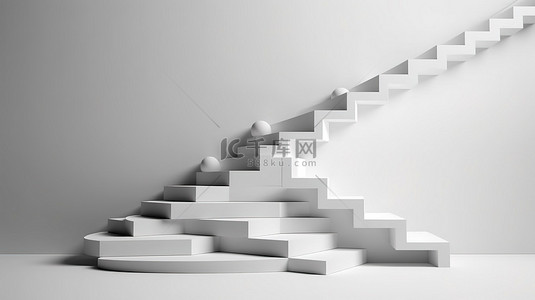 抽象建筑空间背景图片_抽象楼梯的 3d 渲染，带有自定义文本或图形的台阶和空间