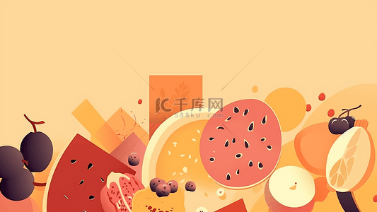 卡通苹果红色背景图片_食物美食水果插画