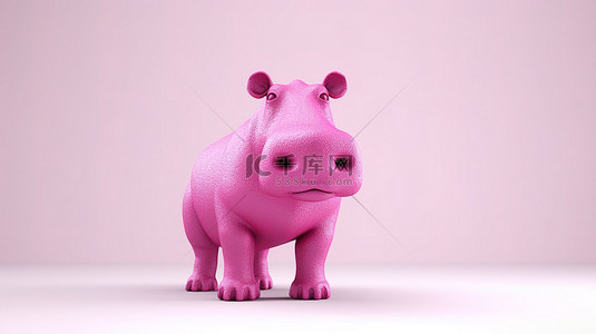 腹部背景图片_粉红色河马的孤立 3D 插图