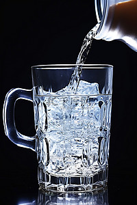 饮用水倒入玻璃杯中