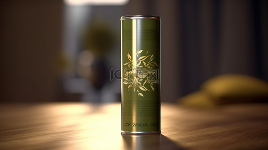 茶包装背景图片_橄榄油金属管锡罐包装样机的 3D 渲染