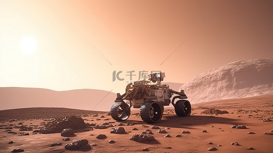 着陆背景图片_美国宇航局的毅力号火星车成功着陆火星 3D 渲染，配有家具元素