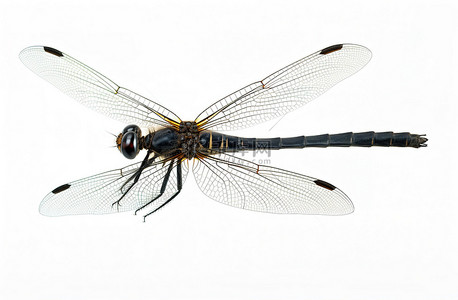昆虫黑色背景图片_一只戴着黑色长腰带的蜻蜓