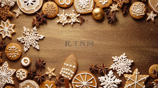 圣诞节框架背景图片_圣诞饼干的节日框架