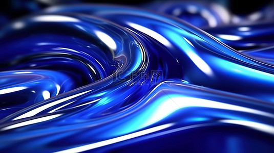3d 循环抽象动画深蓝色金属液体