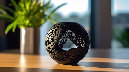 使用打印机以黑色 3D 打印花瓶形状的物体