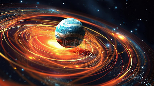3d 渲染描绘概念行星科学插图