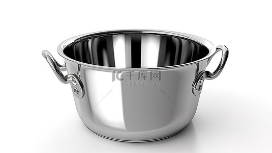 古金渲染背景图片_带空手柄的金属桶的白色背景 3D 渲染