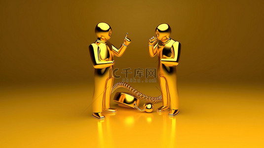 电话透色背景图片_3d 渲染的黄金商人从事电话交谈