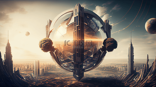 科技感建建筑背景图片_城市未来科技球型建筑背景