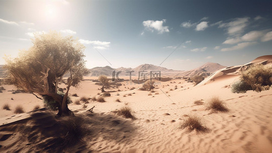 沙漠树木背景图片_热带干旱地区沙漠枯树