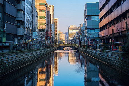 城市中心的一条城市运河