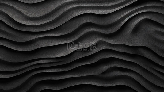 黑色石膏墙或石膏纹理中的 3D 渲染水平背景
