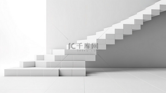 走向成功白墙上楼梯的最小现代平面设计