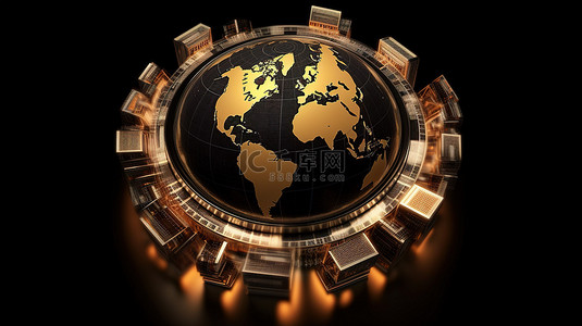 积分兑换长图背景图片_外汇交易和投资概念 3D 渲染全球货币兑换黑色背景与复制空间