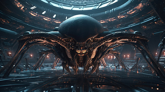 太空深处令人难以置信的外星帝国的 3D 插图