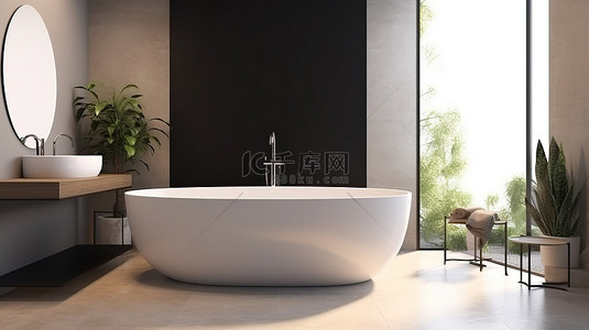 现代浴室的室内场景和模型 3D 插图