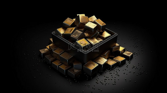 电池背景图片_黑色背景上堆叠的电池立方体 3D 渲染的电池处理概念