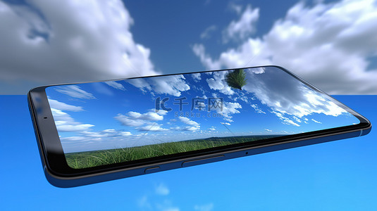手机展示背景图片_3d 手机展示令人惊叹的蓝天