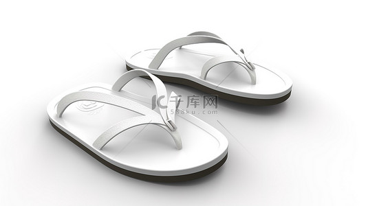 以白色拖鞋为特色的独立白色背景的 3D 渲染插图