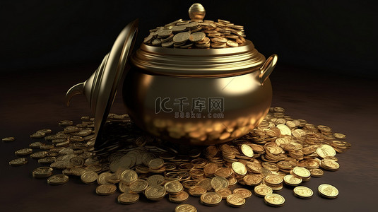 成功金币背景图片_在 3d 罐渲染中显示的金币