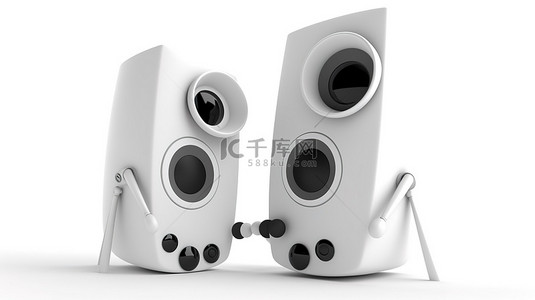 电音设备背景图片_纯白色背景上异想天开的 3D 扭曲扬声器