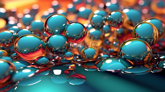 令人惊叹的 3D 气泡视觉效果，具有抽象反射现代色调和别致曲线