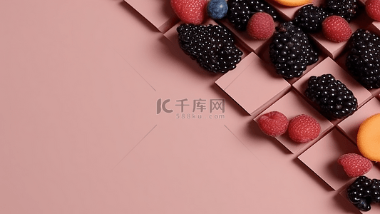 桑葚插画背景图片_食物水果粉色背景边框