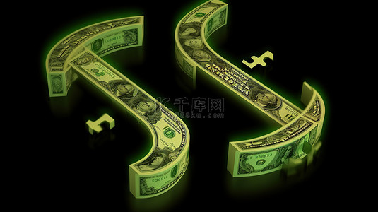 绿色背景与 3d 美元图标和货币兑换箭头探索美元回收和汇率