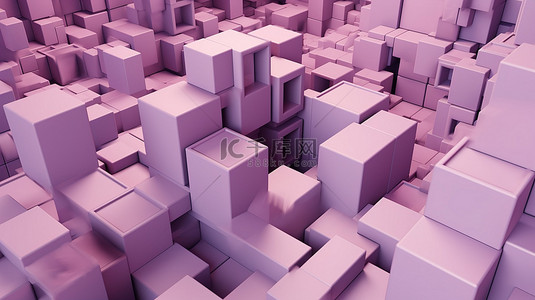 3D 几何抽象背景中的淡紫色立方体非常适合您的下一个设计项目
