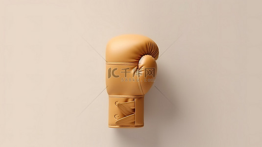 拳击手套蓝色背景图片_奶油背景下拳击手套的最小运动概念 3D 渲染