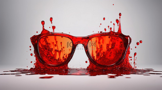 3D 眼镜上形成红色油漆印迹，产生染色效果