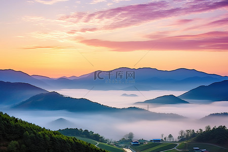 地天空背景图片_韩国山谷风景摄影