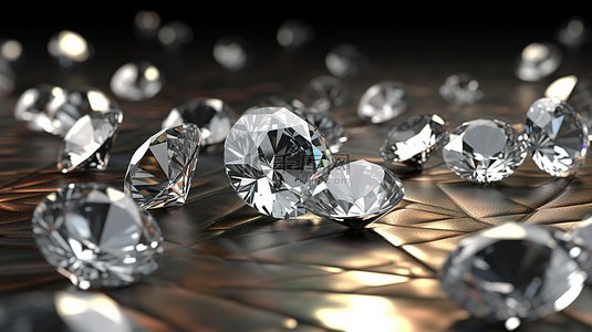 耀石背景图片_3D 渲染背景具有一组闪闪发光的钻石
