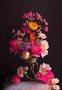 免抠盛开的花朵背景图片_花朵粉红色插画