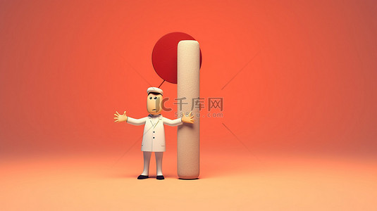 医生看病人背景图片_非凡的 3D 艺术描绘了一位带有感叹号的站立医生