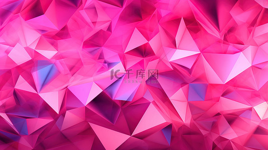 具有渐变效果的渲染 3D 粉色三角形多边形