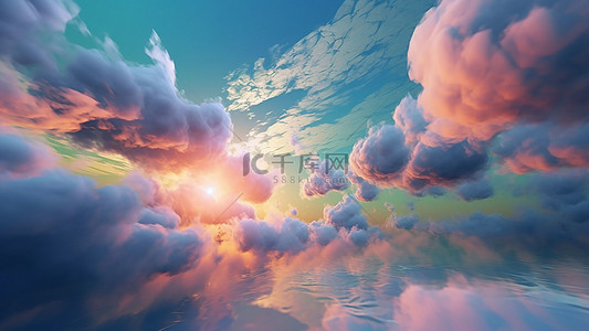 写实天气背景图片_天空彩色云朵光效