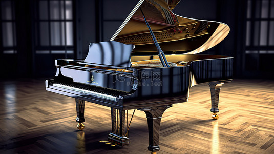 音符旋律背景图片_3d 渲染的三角钢琴